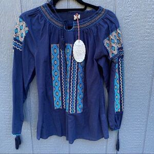 Boutique 17 Bohemian Boho Top Shirt S/M NWT